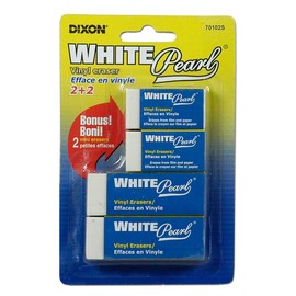 Dixon 70102S White Vinyl Block Erasers (2 Large + 2 Bonus Small)