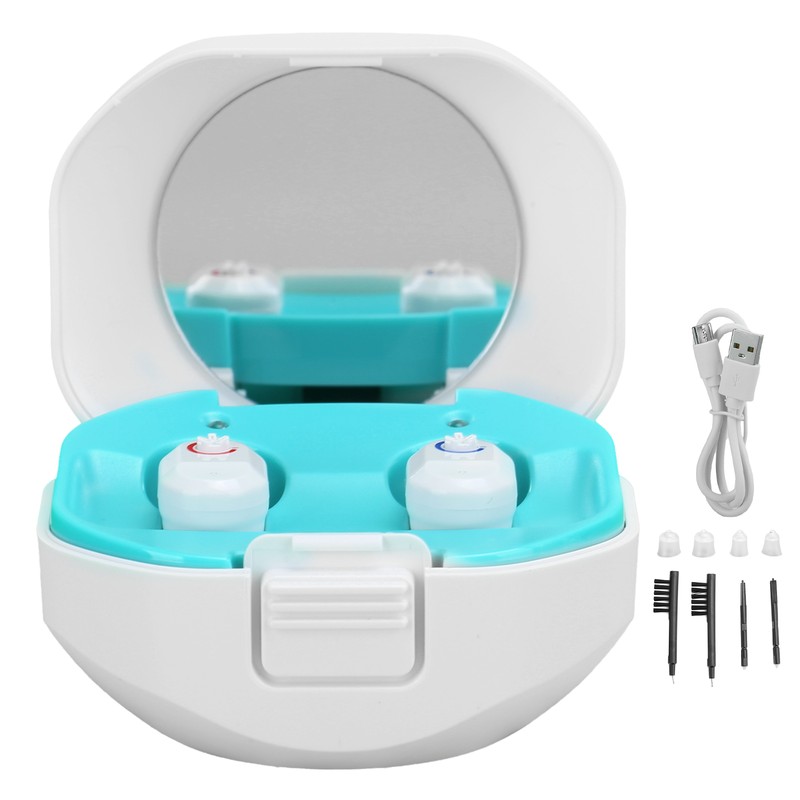 Double Direct Charging Hearing Aid Earphone Ear Aid White Layered