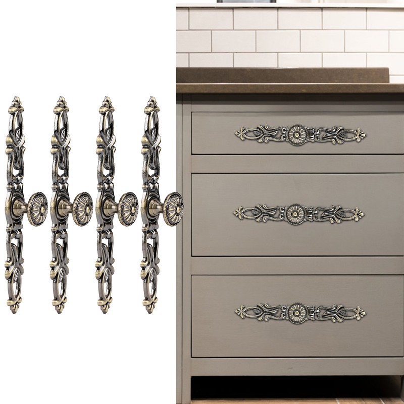 4 Sets Bronze Round Handles Cabinet Single Hole Pulls Furniture