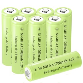 Teneyuuo 8 Counts NI-MH AA Size 1.2V 1700mAh Battery, Pre-Charged Solar Rechargeable Batteries for TV Remote,Electric Toys