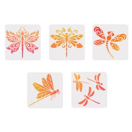 DOODLREAM 5Pcs Dragonfly Wall Stencil Templates 30 x 30cm Reusable Plastic Stencils for Painting on Wood Wall Floor Fabric Glass Furniture, DIY Home Decor or Craft Stencils