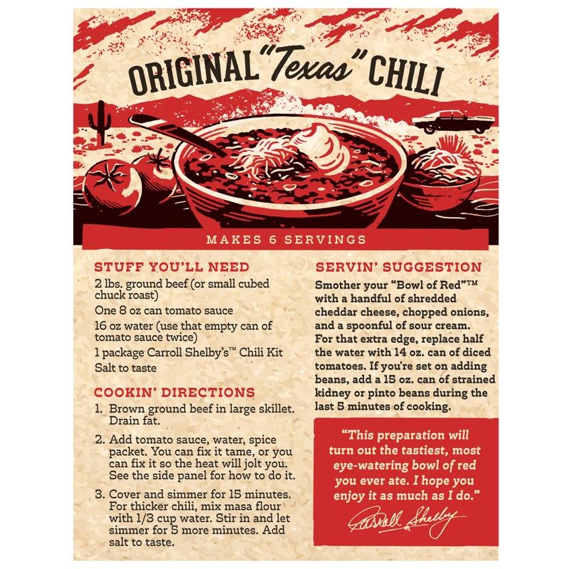 Carroll Shelby's Original Texas Brand Chili Kit 3.65oz Box (Pack