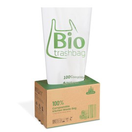 13 Gallon Biodegradable Kitchen Trash Bags, 100PCS Compostable Food Waste Bags Flat-top Heavy Duty Tall Large Garbage Toilet