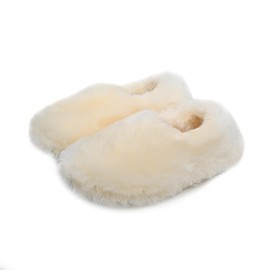 Onmygogo Fuzzy Winter Indoor Slippers for Women (7-8 B(M) US, Beige)