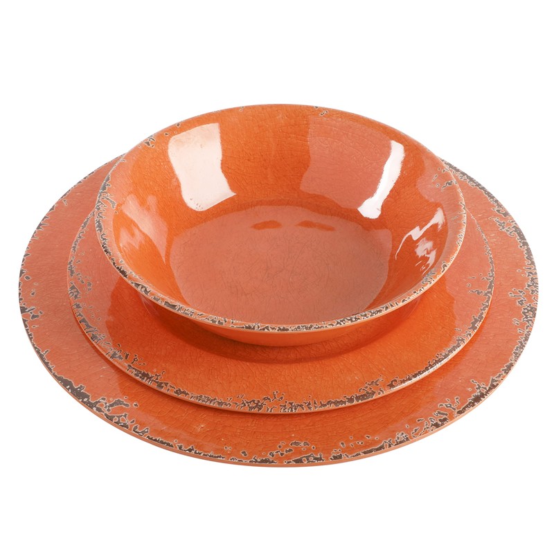 Gibson Home Mauna Orange Melamine Dinnerware Set, Service for 4