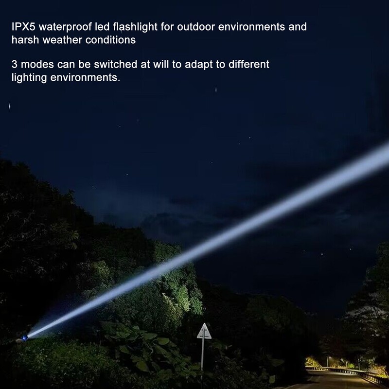 10000LM LED Flashlight USB Rechargeable Portable Adjustable Brightness Waterproof Zoom