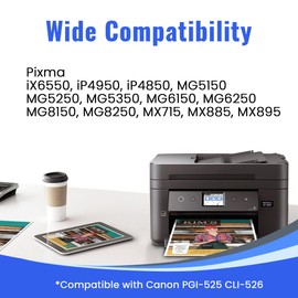 Cartridgeify 5 x PGI-525 BK Printer Cartridges Compatible with Canon 525 Black for Pixma MG5150 MG5250 MG5350 IP4850 IP4950 IX6550 MX885 MX715 MX895 MG6150 MG6250 MG8150 MG8250