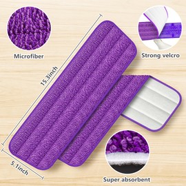 ILAVCOOL 6 Pack Reusable Mop Pads Compatible with Swiffer PowerMop, Wood Floor Pads Mop Refill Pads Mop Pads Refills Microfiber Mop Pads for 13''-15'' Microfiber Spray Mop Machine Washable