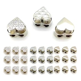 JeeSoarToFar Heart Shaped Silver Sequin Spring Cord Locks - Set of 30 for String Bag Clothes Alloy Easy Installation Multi-Purpose Use