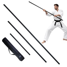 HXRROO Collapsible Foam Padded Bo Staff 4ft / 6ft – Portable Martial Arts Training Staff for Safe Practice, Lightweight Detachable Design with Carry Bage(Matte Black)