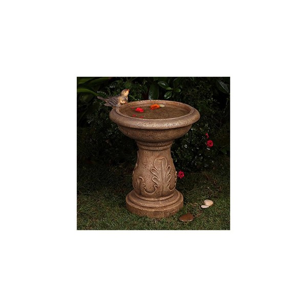 HomeStock Garden Birdbath, Brown Color, 18.1" H x 13" W