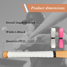 Yuibthr Bat Grip for Baseball & Softball, Precut Bat Tape, 2 Pack – Wrap Your Bat (Pink+White)