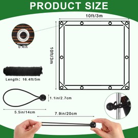 Windyun 2 Pack Heavy Duty Clear Tarps with Reinforced Edge Plastic Tarp Waterproof Plastic Cover Greenhouse Tarp Patio Tarp with 16 Elastic Rope and 2 Nylon Rope for Garden Furniture(10 x 10 ft)