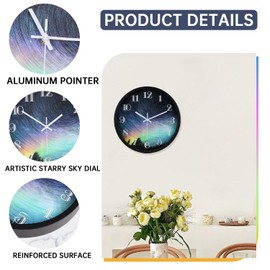 QWANPET Modern Wall Clock, 12Inch Round Wall Clocks, Quality Quartz Silent Non-Ticking Wall Clock, Decor Wall Clocks for Living Room Bedroom Kitchen Home, Black