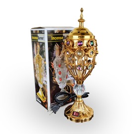 YASMEEN Gold Electric Incense Burner with Crystals - Elegant Home Decor & Gift