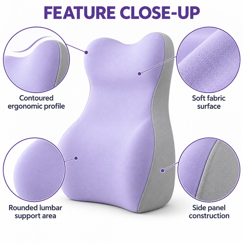 Adjustable Memory Foam Backrest Pillow with Neck Support, Ergonomic Bed