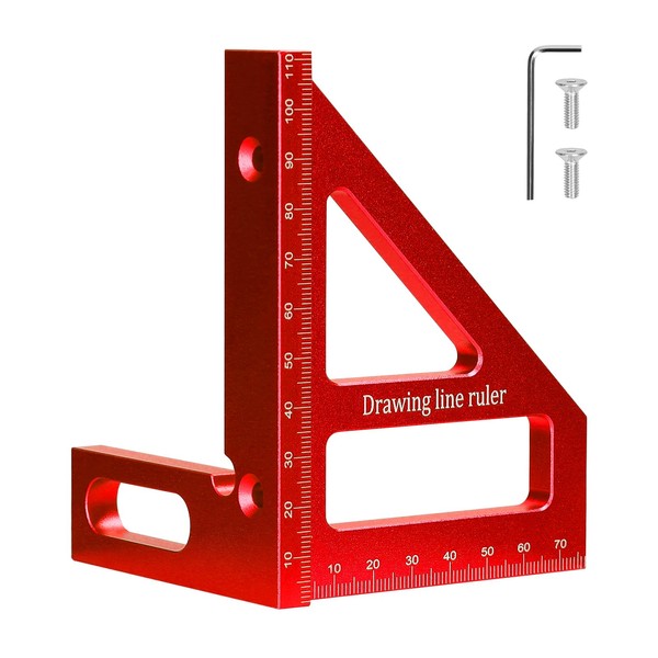 Aluminum Alloy Multi Angle Measuring Ruler Woodworking Square Protractor 45°