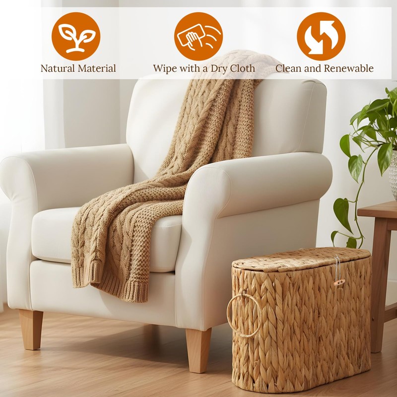 YBEATY Toilet Paper Storage Basket, Water Hyacinth Slim Toilet Paper