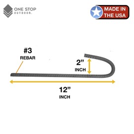 One Stop Outdoor USA Made - (4-Pack) Rebar Stakes J Hook Heavy Duty Stabilizing Steel Ground Anchors/Fence Stakes - 12 inch #3 (4)