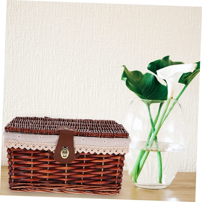MAGICLULU Lidded Woven Storage Basket with Liner Deep for Organizing