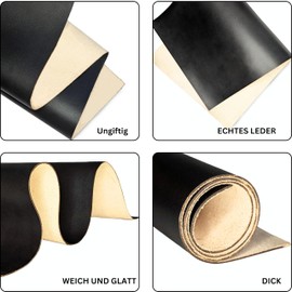 Genuine Leather Sheets | Full Grain Leather | Color: Jet Black | Thickness:1.8-2.0mm | Size:30x30cm | Cowhide Sheet for Leathercraft, Repairs and Home Decoration by Kozmo