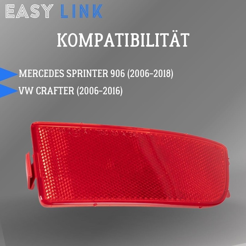 Easy Link Reflector Right Bumper Rear Reflector Compatible with Mercedes