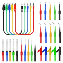 Back Probe Kit 30PCS Banana Plug to Copper Alligator Clip Automotive Test Leads Set with Alligator Clips, Wire Piercing Probes, 15PCS 30V Back Probe Pins for Car Repairing Diagnostic 5 Colors