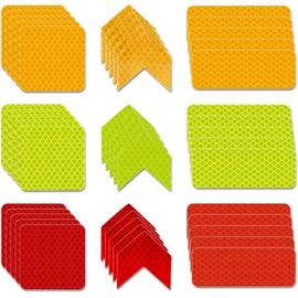72 Pcs Reflective Stickers, 3 Colors Safety Reflective Sticker Waterproof Reflector Sticker,3 Shapes Night Warning Reflective Stickers for Vehicle, Bicycles, Motorcycles, Clothing