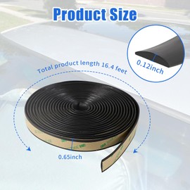 Wogomz 16.4Ft Car Weather Stripping, Automotive Sunroof Rubber Seal Strip, Flexible Dustproof Weather Strip Trim for Front Rear Windshield, Universal Car Accessories for SUV Truck