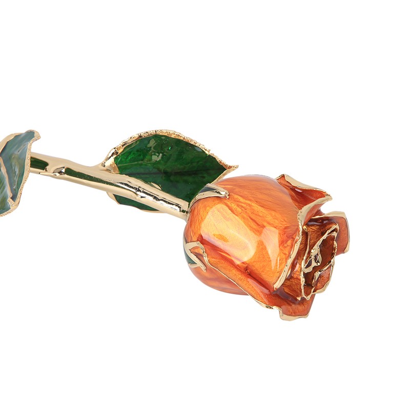 Golded Rose Flower 24K Bright Orange with Base Gift for