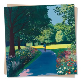 Beautiful Simple Garden Design Card For All Occasions - Flowers, Nature, Lovely, Bike, Cyclist - Birthday, Anniversary, Note - For Friend, Bestie, Special Someone, Partner, Relative, Men, Women