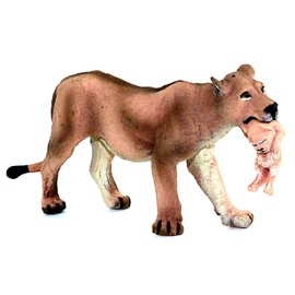 Funshowcase African Jungle Animals Lioness Carries Her Cub in Her Mouth Toy Figure Realistic Plastic Figurine Height 2.5-inch
