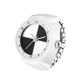 JewelryWe Men Women Finger Watches - Stretchy Band Elastic Round Analog Quartz Ring Watches for Mother's Day