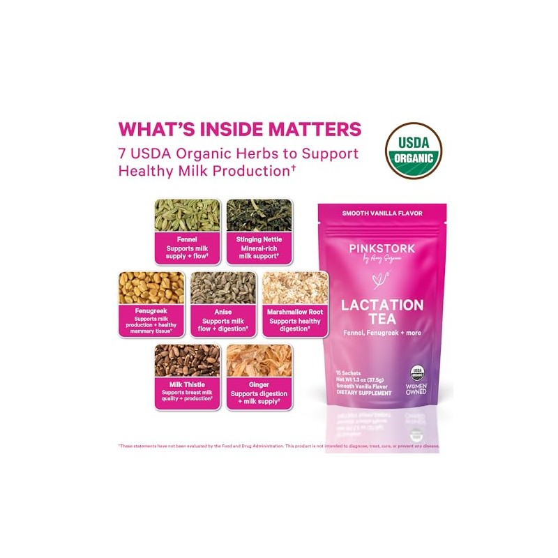 Pink Stork Lactation Smooth Vanilla Nursing Support Tea -Organic Loose