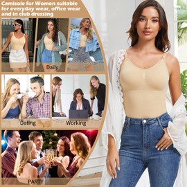 JOYSHAPER Women's Shapewear Tops with Tummy Control Shapewear Camisole Tanks Compression Tank for Women with Buit in Bra Nude Cami Shaper Nude L