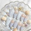 Blooming Cotton Handmade Nail Tips - Coffin / 블루밍 코튼