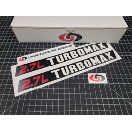2.7L TURBOMAX Decals (2pk) Engine Hood Fender Accent Stickers Fits Turbocharged 2024-25 Chevy Silverado Colorado (Matte Black & Red '2.7L')