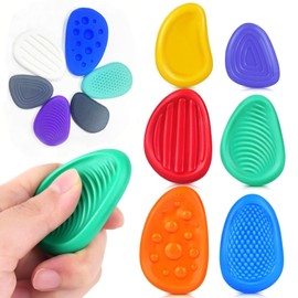 Fidget Toys Sensory Stone for Kids Adults - 12 Pack Easter Basket Stuffers Silicone Worry Stone for Autism Kids Calming,Quiet Fidgets & Worry Stones for Classroom Prizes,Stress Relief Gifts