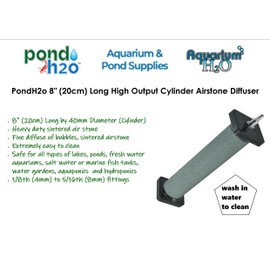 Pond H2o 8 Inch (20cm) Long by 40mm Diameter Airstone Bubbler Bar Type, Large Air Stone Diffuser for Water Garden Koi Fish Ponds or Fish Tanks, Saltwater, Marine Aquariums and Hydroponic Use