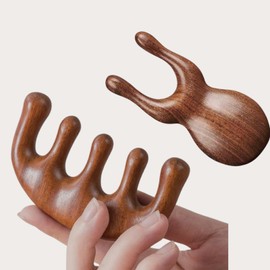 Massage Comb, Wooden Scalp Massager, Natural Wood, Comb, Handy Massage, Promotes Blood Circulation, Press Points and Nostrils, Scalp Stimulation, Lift Up, Eyes, Nose Muscles, Face, Ears, Relaxing