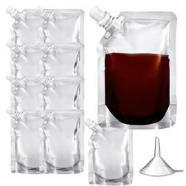 Frunsse Plastic Flasks - Reusable Drink Pouches for Adults Alcohol Drinking Flasks, Reusable Drink Bags (6.8OZ - 10PCS +Funnels)