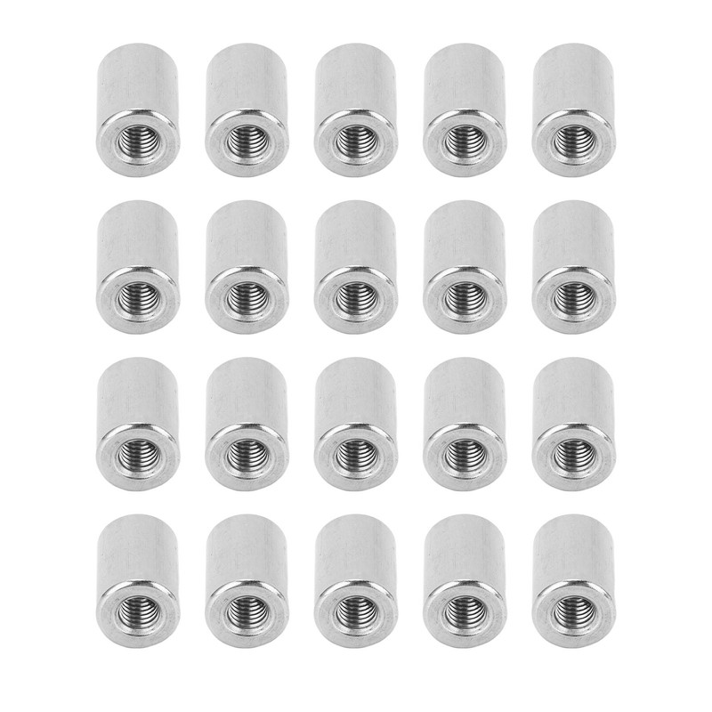 20Pcs Coupling Nut Round Rod Connector 304 Stainless Steel Female
