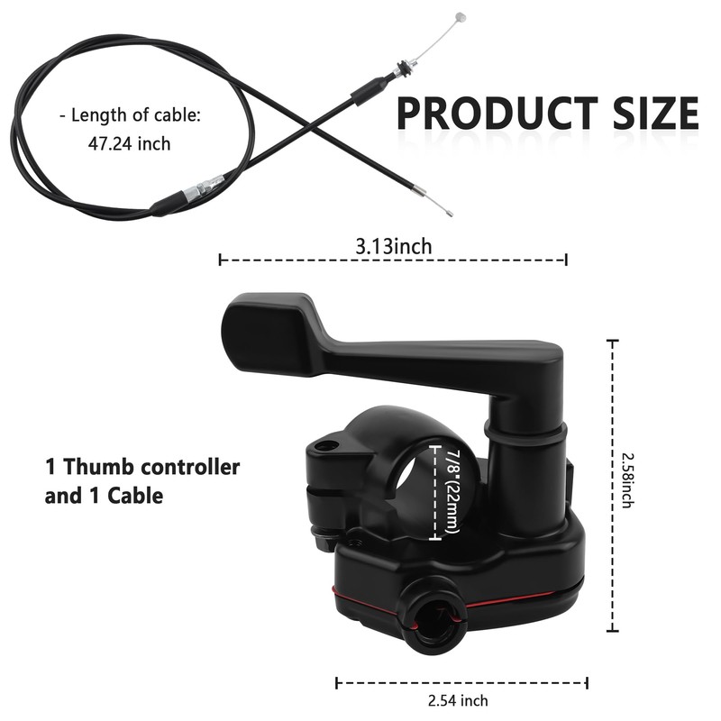7/8'' 22mm Thumb Throttle Kit with Throttle Cable,Aluminum Motorcycle/Mini Bike
