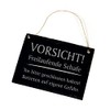 Slate Sign with German Text "Vorsicht! Freilaufende Schafe" [German Language]