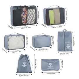 7-Piece Packing Cubes - Clothes Bags - Packing Cube Set for Holidays and Travel, Suitcase Organiser, Waterproof Travel Packing Bags, Organiser System for Suitcases and Backpack (Grey)
