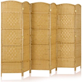 JOSTYLE Room Divider 6ft. Tall Extra Wide Extra Wide Privacy Screen, Folding Privacy Screens with Diamond Double-Weave Room dividers and Freestanding Room Dividers Privacy Screens(Yellow, 6-Panel)