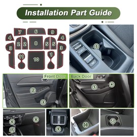 BSTW Car Non-Slip Mats for Honda HR-V III (2022-2025), Faithful Rubber Mat for Centre Console, Cup Holder & Door Recesses, Suitable for Honda HRV/Hybrid (Red)