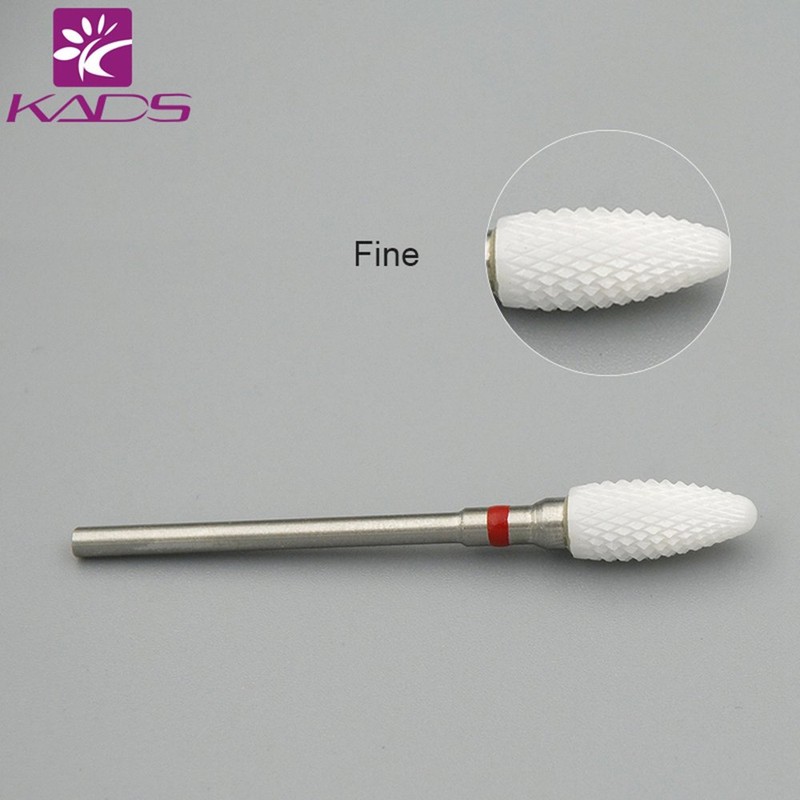 KADS 3Pcs Ceramic Nail Drill Bit Flame/Bullet Shaped Electric Rotary