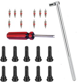 BuiBettFu TR413 Valve Stem Puller Setup Toolkit 1 x Valve Core Remover 1 x Valve Stem Installer 10 x Snap-in Valve Stems with Valve Stem Cores (22pcs)