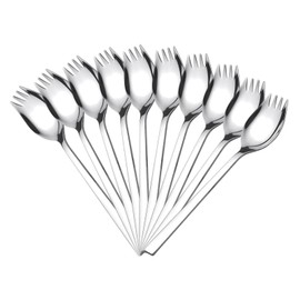 10Pcs Stainless Steel Spork, 2-in-1 Multifunctional Metal Spork, Long Handle Salad Fork Spoon, Camping Sporks for Camping at Home Travel